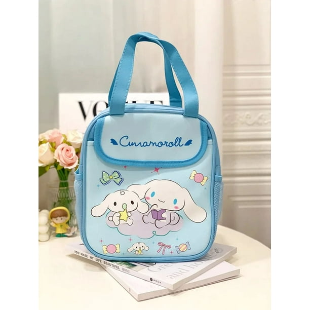 Portable Sanrio Lunch Bag Kuromi Cinnamoroll My Melody Travel Thermal Breakfast Box School Child Large Capacity Tote Food Bag