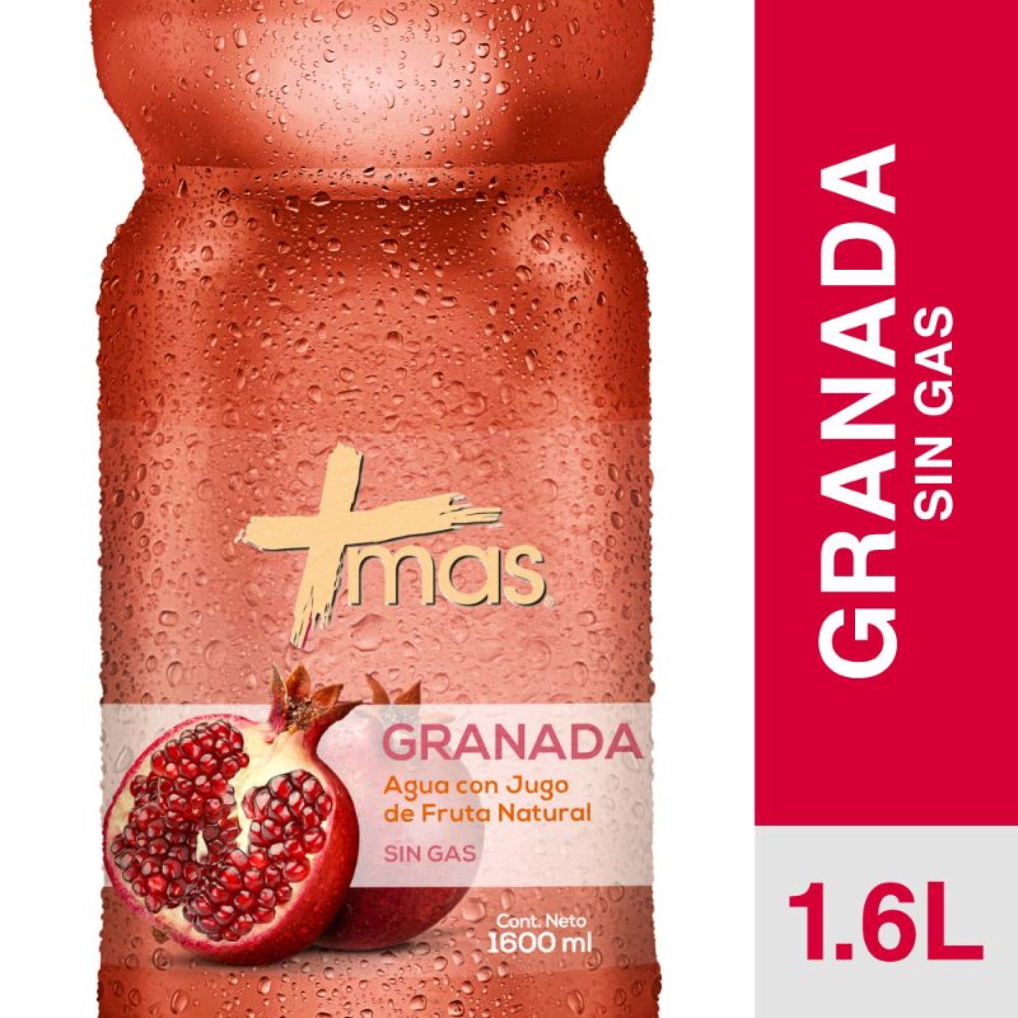 Agua Saborizada Granada Sin Gas Botella 1,6 L MAS