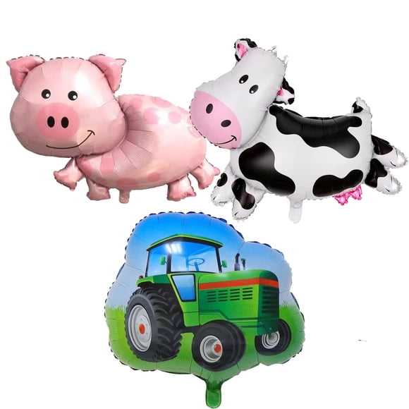 Globos de aluminio UY para decoración de fiestas, con forma de vaca, cerdo, tractor