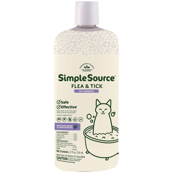 Shampoo SimpleSource contra pulgas y garrapatas para gatos 354 ml