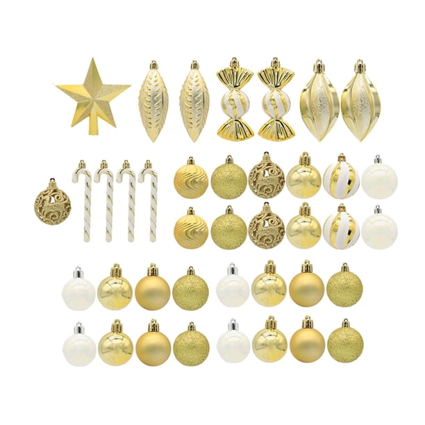 Juego de 40 Uds de adornos de bolas de Navidad, decoración navideña, gotas colgantes, adornos colgantes para árbol de Navidad, guirnalda para Festival Oro
