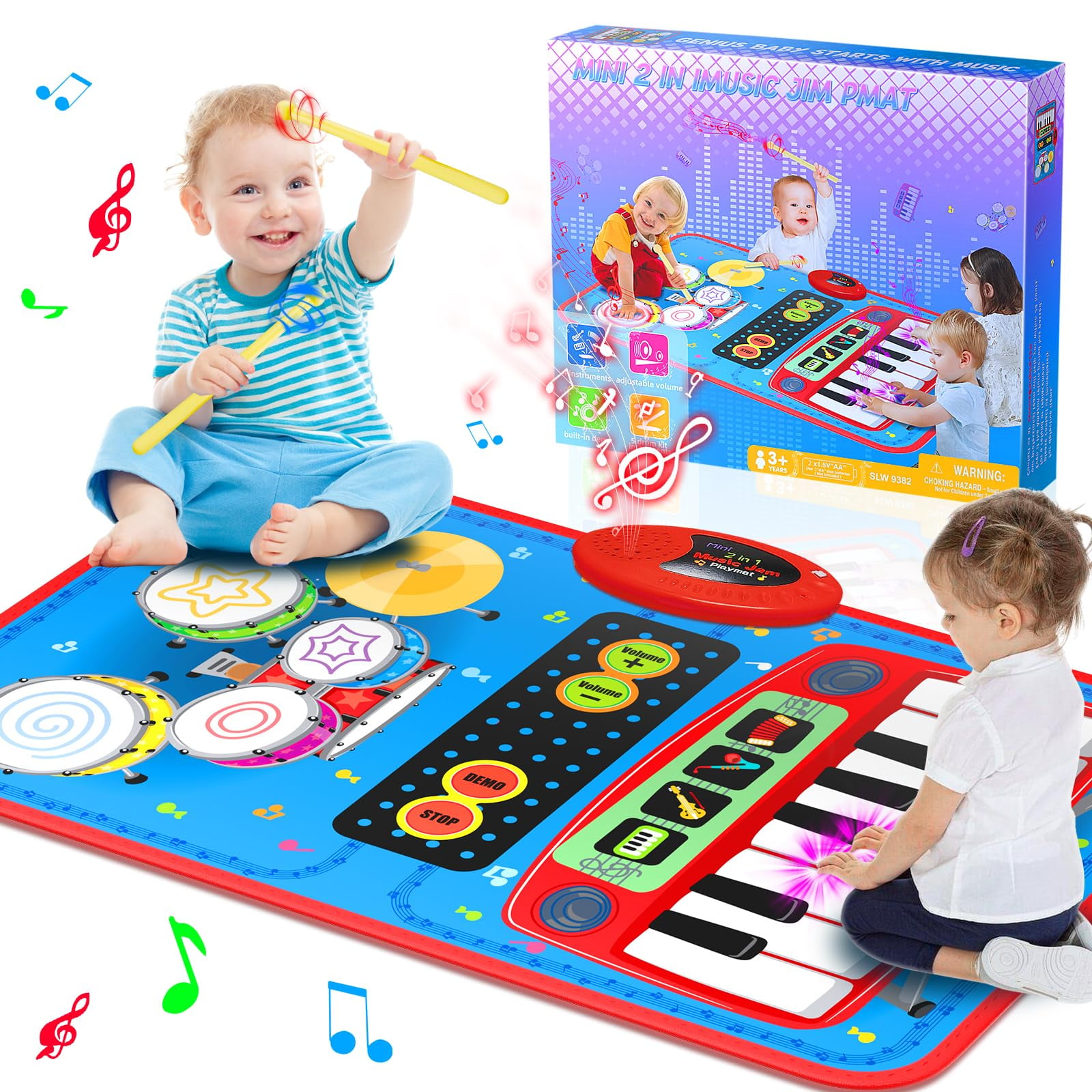 Set De Piano, Teclado Y Batería 2 En 1 Musical Mat Toys Oripira