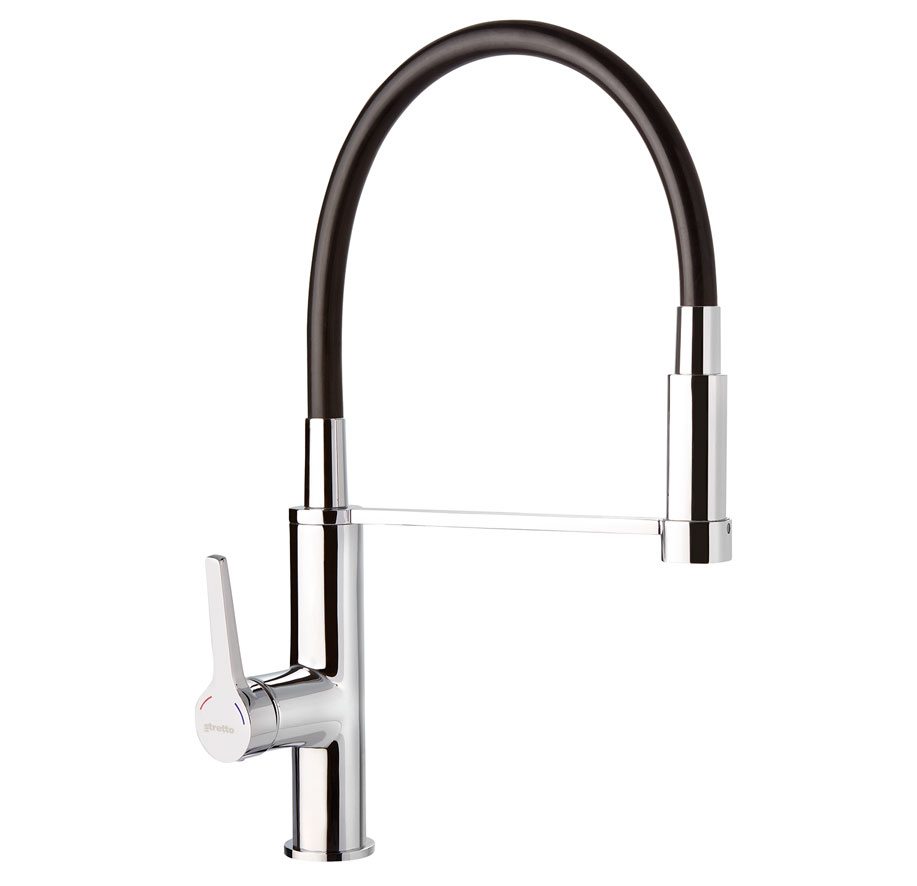 Stretto - Monomando Lavaplatos Flexible Exo Cromo/Negro Mate