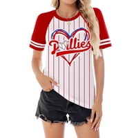 Camiseta De Béisbol Talovee Para Mujer, Manga Corta, Casual, Roja