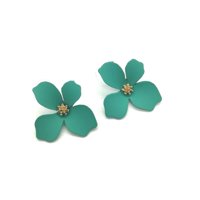 Prusia - Aros Pendientes Diseño Flor Color Verde