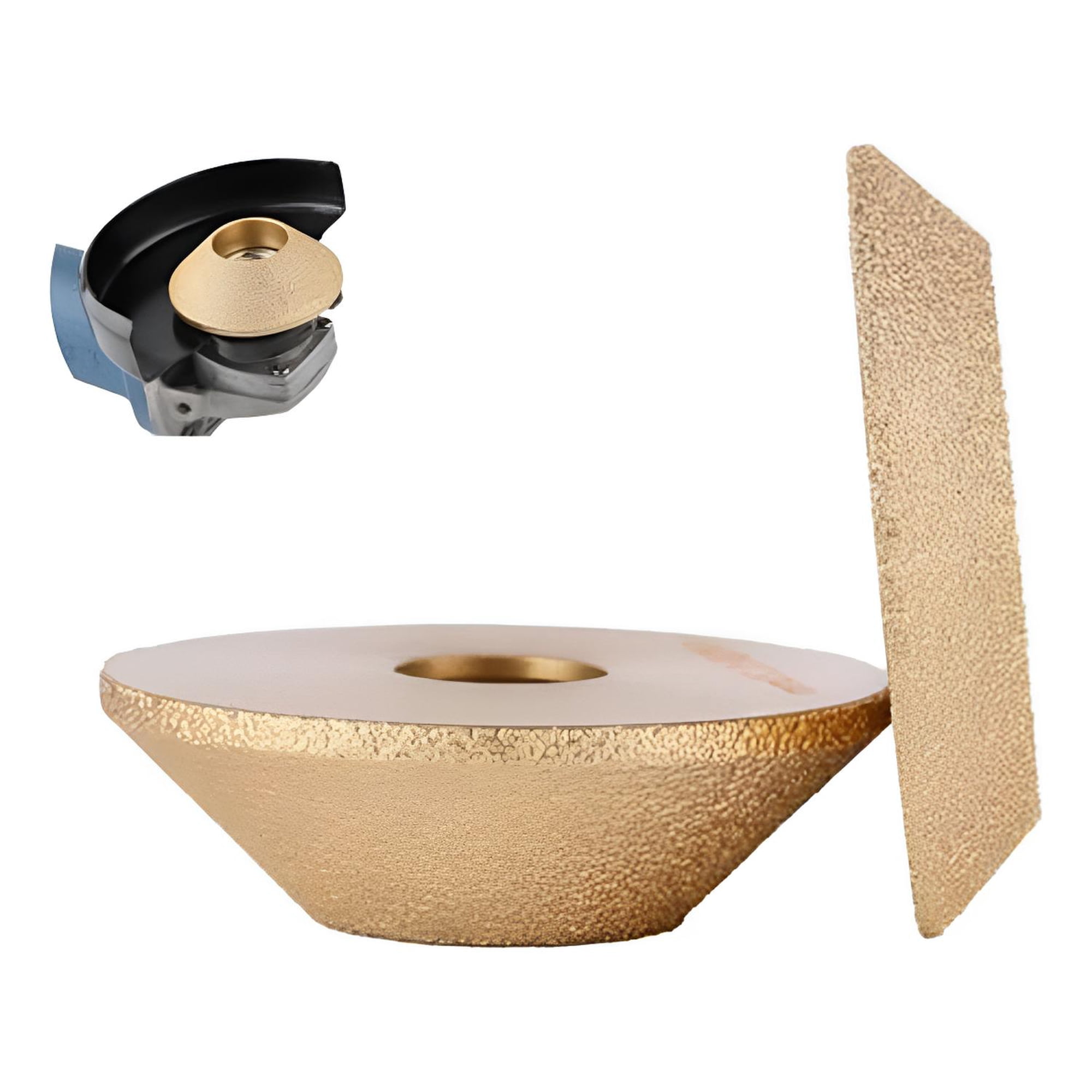 Genérica - Disco Diamantado Biselado 45º Esmeril Granito Marmol Dorado Oscuro