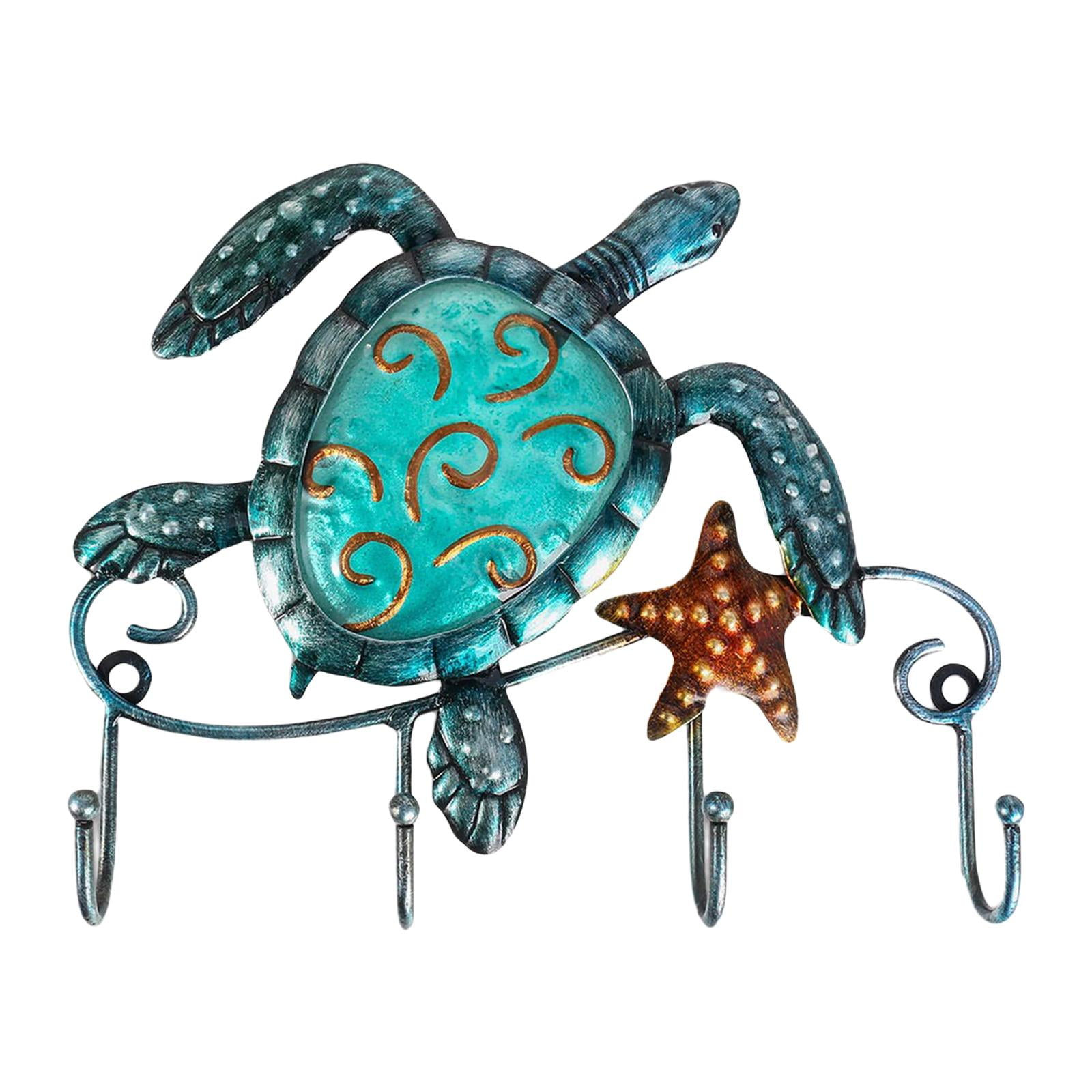 Bothyi - Ganchos De Pared De Tortuga Metal Fundido Azul 4 Ganchos Para Llaves Para Decoración De Llaves De Casa De Coche De Pared