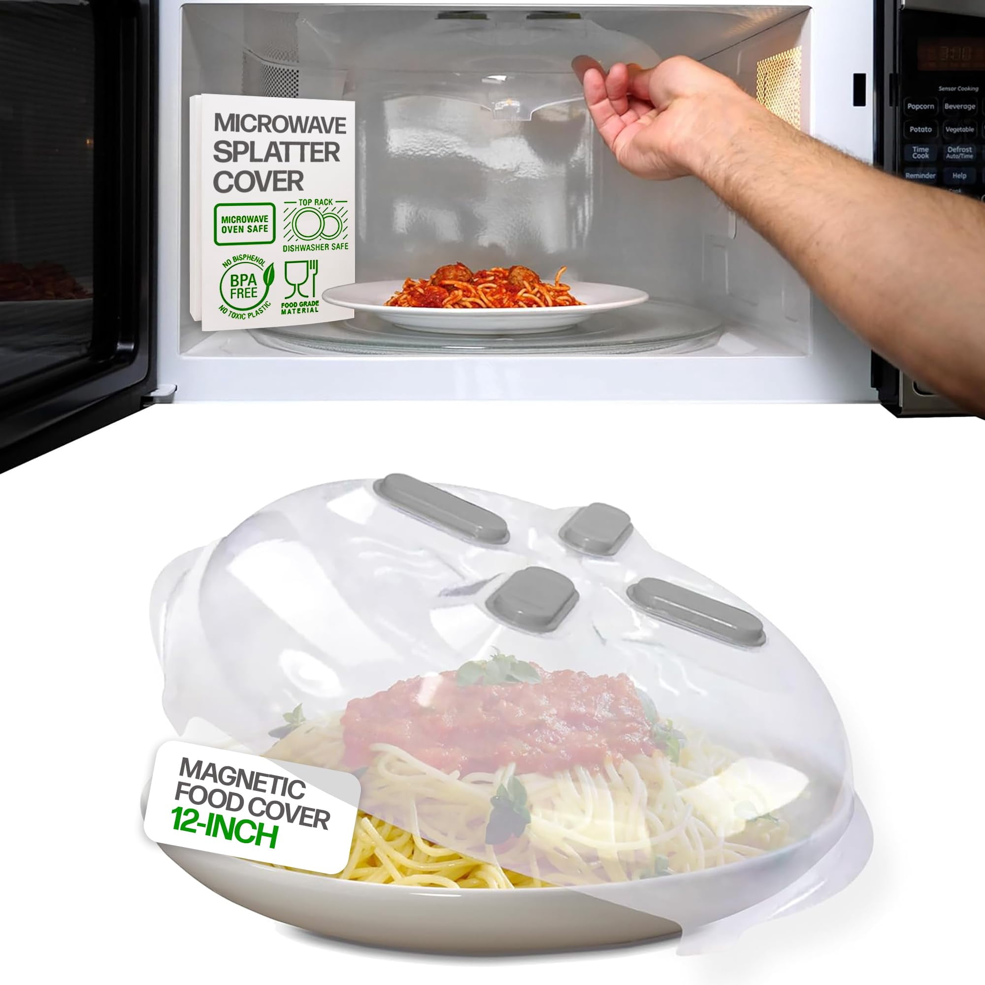 Hover Cover - Funda Magnética Splatter Cover Hover De 30 Cm, Transparente, Sin Bpa, Gris