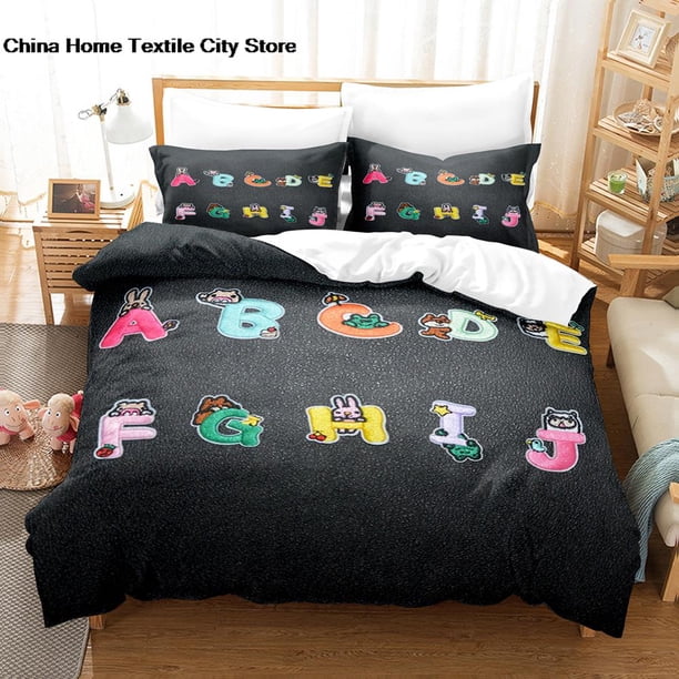 JIECHU Letters Alphabet Word Embroidered Iron on patches cute letter patches Bedding Set Single D Children's Bedroom Duvet Set 3Bed Sheets