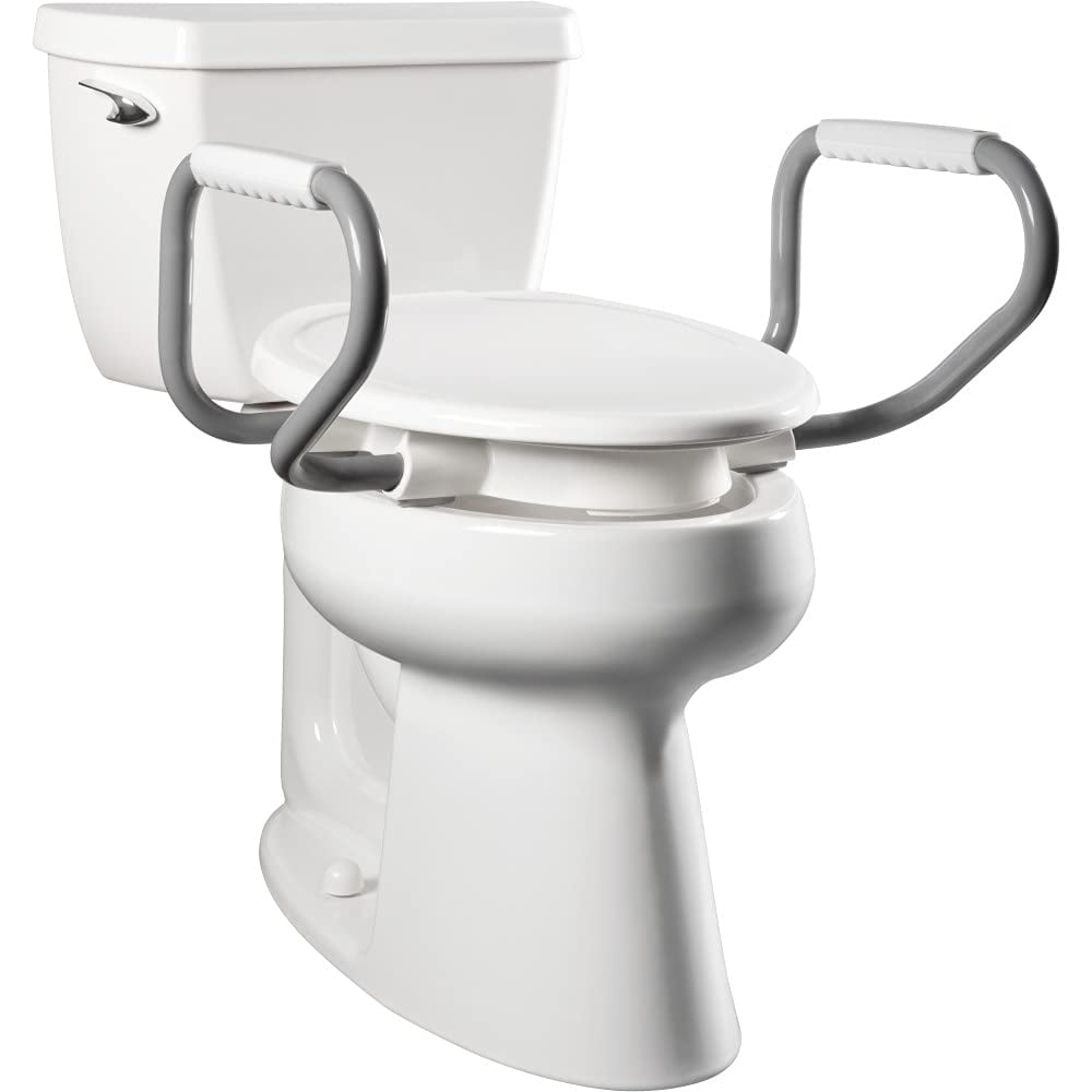Asiento Elevado Para Inodoro Bemis Assurance 3 Con Asas, Color Blanco