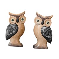Magideal - 2 Figuras De Madera De Búho, Colección De Estatuas, Regalo Decorativo, Obra De Arte, Adorno, Escultura Animal Para Inauguración De La Casa, Oficina, S