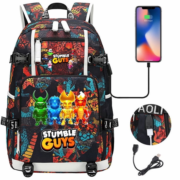 Stumble Guys Backpack USB Charging Computer SchoolBag Business Bag Waterproof Rucksack College Daypack Mochilas