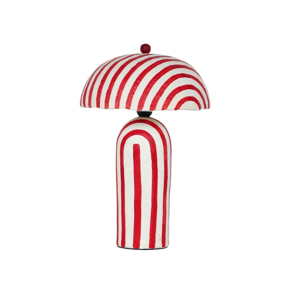 Lámpara de mesa TOV Furniture Maiori de papel maché con rayas rojas
