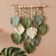 thumbnail image 5 of Tapiz de macramé hecho a mano para colgar en la pared, estilo bohemio, con hojas y plumas (verde militar)., 5 of 6