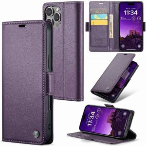 Caseme Tipo Cartera Iphone 16 Pro Con Cierre Magnético, Rfid, Tarjetero, Soporte, Carga Inalámbrica
