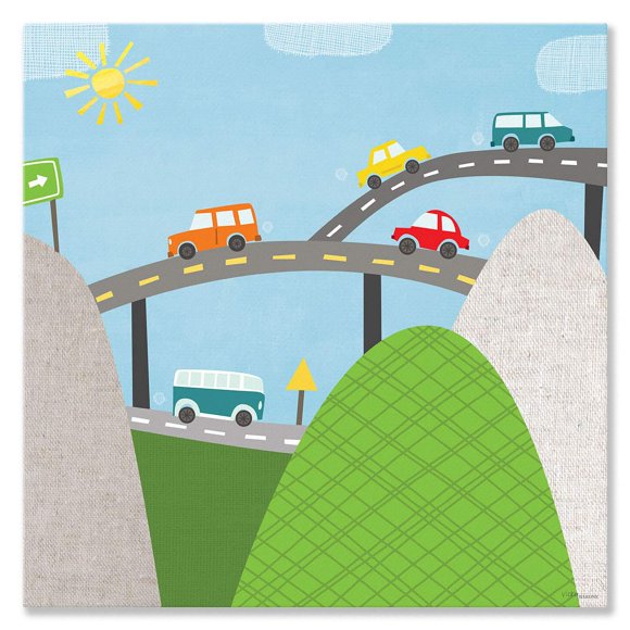 Arte mural en lienzo Oopsy Daisy Cars On The Move 25x25 cm