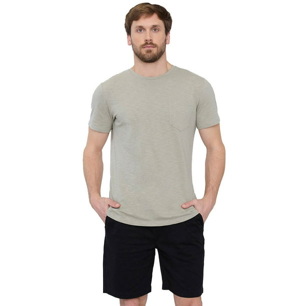 Polera Hombre Slub Pocket Verde Corona