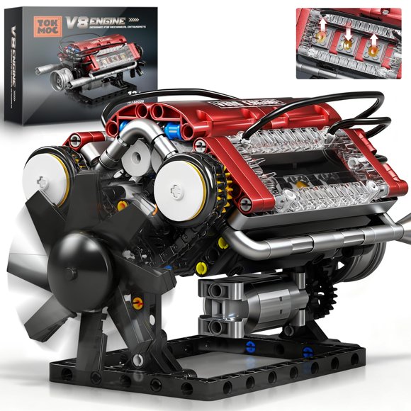 Kit de modelo de motor V8 Tuajixz motorizado, 588 piezas