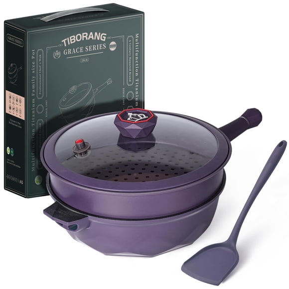 Sartén TIBORANG 8 en 1 multiusos, 5 L, antiadherente con tapa