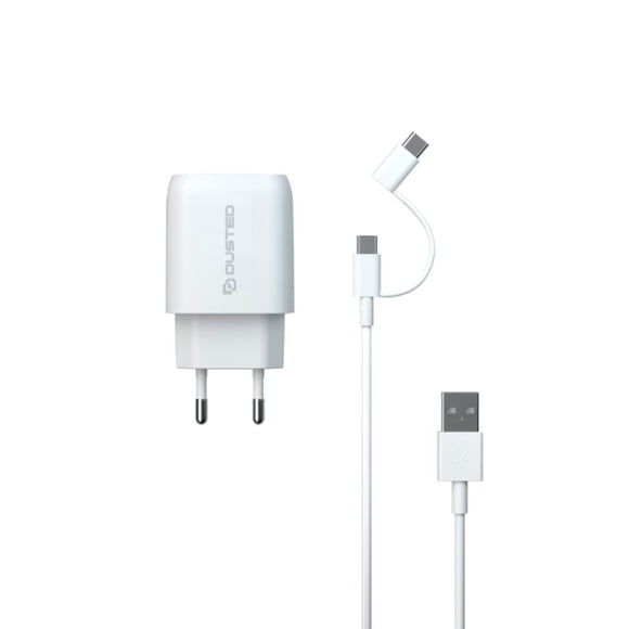 Cargador Rápido PD 20W con cable 2-en-1 DUS-WCHA-20PDK Blanco