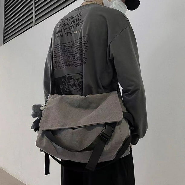 Vintage Canvas Crossbody Bag, Large Capacity Messenger Bag, Simple Student Shoulder Bag