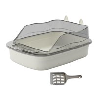 Magideal - Caja De Arena Abierta Para Gatitos, Inodoro A Prueba De Salpicaduras, Lados Altos, Orinal Grande Con Forma De Dibujos Animados, 50X34X18Cm, Cuenco Par Gris