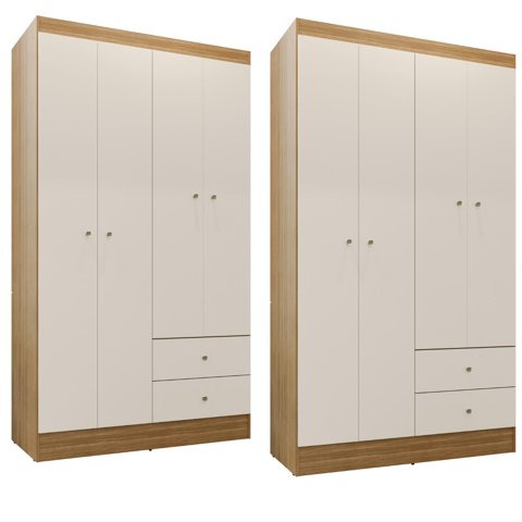 Movelaria - Combo 2 Closet Versa 4 Puertas Off White K42X2