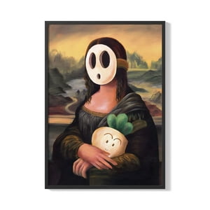 Creango - Cuadro Poster Enmarcado Monalisa Parodia Mario Bros Decorativo