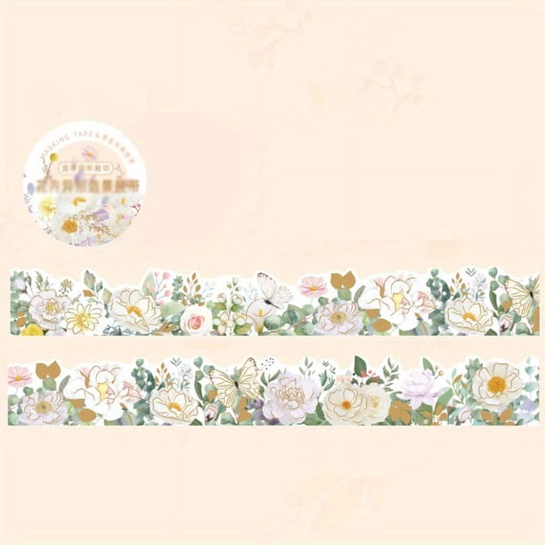 1 Volume Bronzing Washi Tape,118.1inch*1.18inch Special-shaped Cutting Patterns Of Flowers,Decorative Adhesive For DIY Crafts, Gift Wrapping, Scrapbooking Supplies, Party Decorations