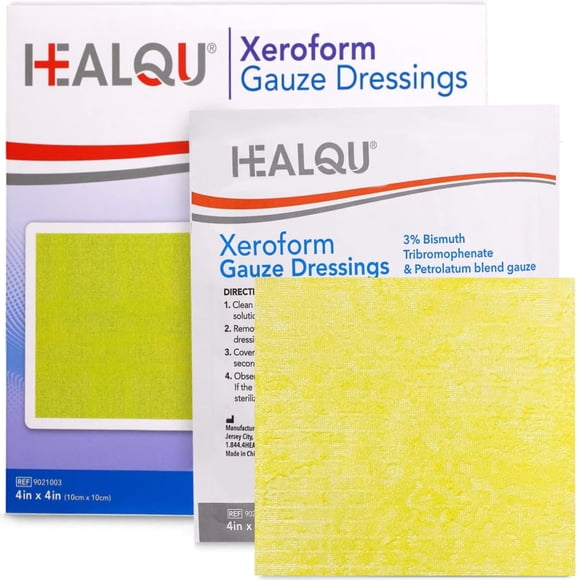 Apósito para heridas Healqu Xeroform Petrolatum, 10 x 10 cm, 25 unidades