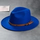 thumbnail image 1 of Men's Retro Felt Woolen Top Hat, Leather Buckle Accessory, Jazz Hats, 1 of 3