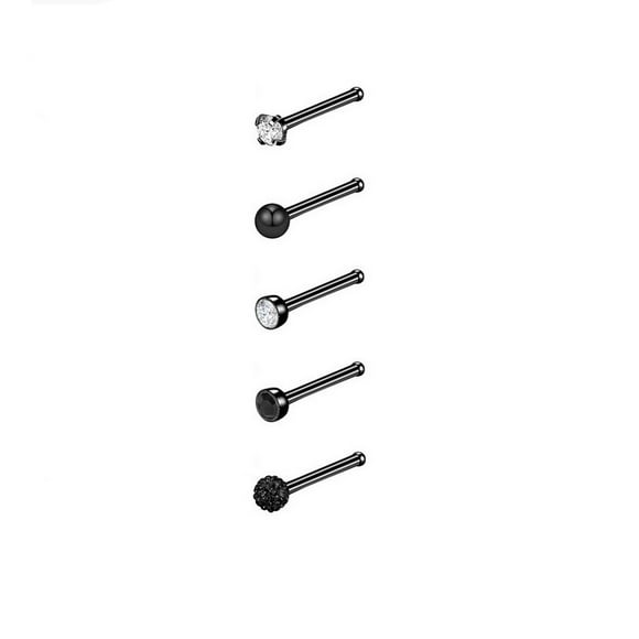 Set 5 Piercing Negro Nariz Zirconia Punk Nostril