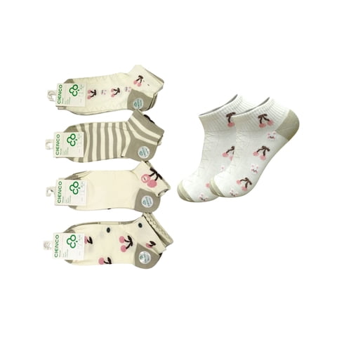 Genérico - Calcetines Cortos De Mujer Delgados Con Diseño Cerezas