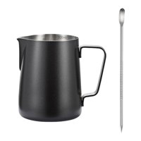 Magideal - Jarra Para Espumar Leche, Jarra Para Café Expreso, Taza Artística Para Latte, Calentador De Leche Con Bolígrafo Artístico Para Latte, Cafetera Matcha, Negro