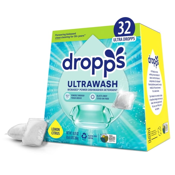 Pods Drops UltraWash Lemon Citrus para lavavajillas, 32 unidades