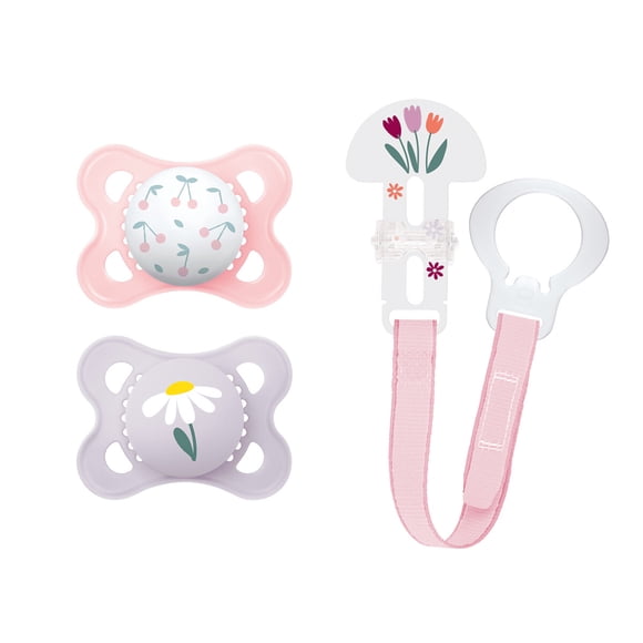 Chupete MAM I Love Mommy 0-6 meses de silicona con clip rosa