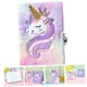 thumbnail image 4 of Diario de 3 piezas con candado, regalo para niñas, diario de peluche para niños, bloc de notas con patrón de unicornios, cuaderno infantil, línea, 4 of 7