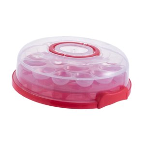 Magideal - Portador De Pasteles Con Tapa Y Asa, Contenedor De Almacenamiento Para Transporte De Pasteles, Protector De Magdalenas, Soporte Para Contenedor De Pas Rojo