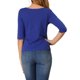 thumbnail image 3 of INSPIRE CHIC Camisetas de Mujer Mangas al Codo Cuello Barco Ajuste Ceñido Casual Camisetas Azul Real XL, 3 of 7
