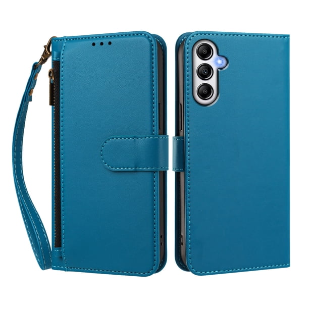 Funda Tipo Billetera para samsung galaxy A35 5G con Soporte y Bolsillo con Cierre Azul