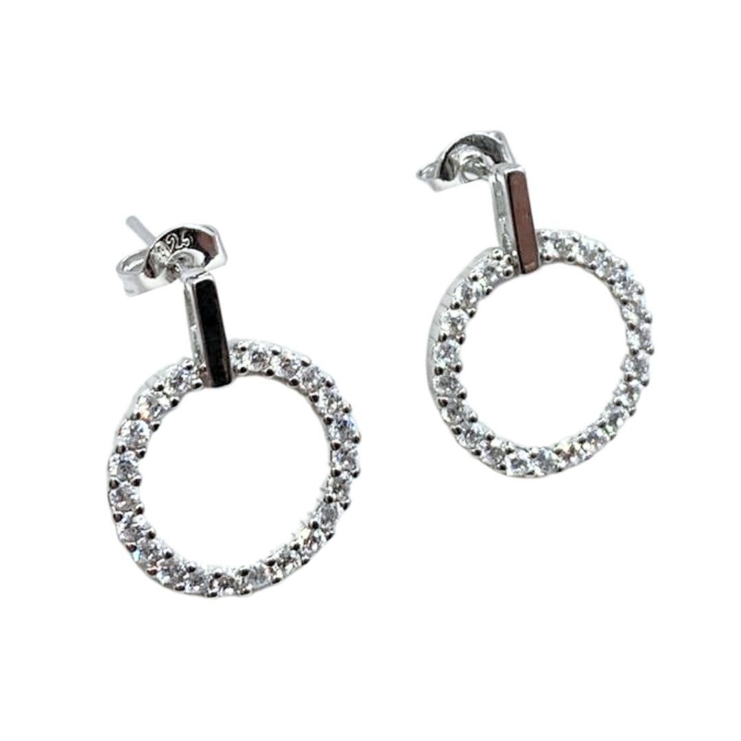 Nordvik London - Aros Colgantes En Círculo, Circonitas Pavé, Plata 925