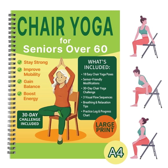 Libro de yoga en silla para adultos mayores de 60 años con tabla GLECTG