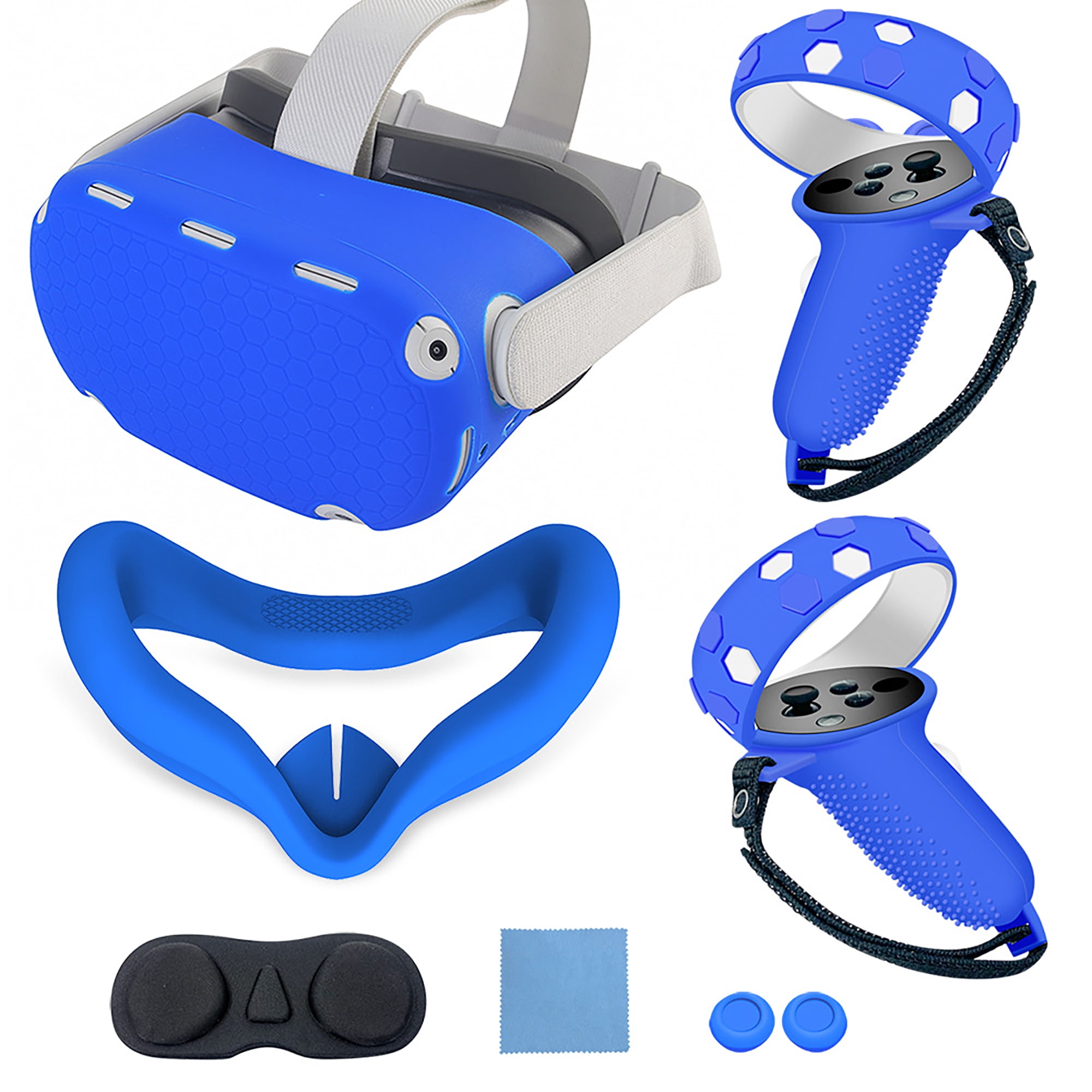 Genérico - Juego De Fundas De Silicona Para Quest 2, Funda Protectora De Vr Que Incluye Funda Frontal Y Funda De Agarre Para Controladores, Funda Para La Cara, Funda Protectora De Lentes