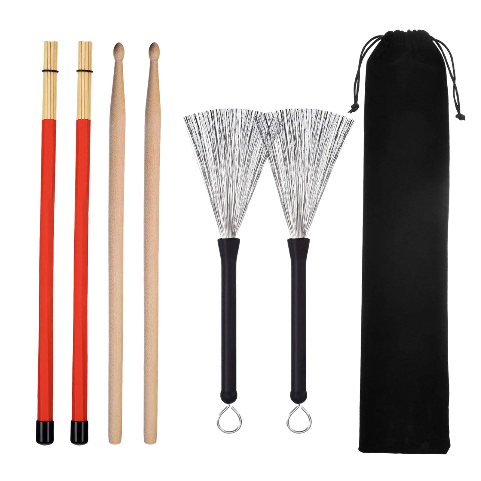 Bothyi - Juego De Baquetas Portabl Con Bolsa De Almacenamiento Para Escenario De Baterista Acústico De Banda De Rock