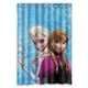thumbnail image 1 of Cortina de ducha de dibujos animados inusuales con diseño de mundo de nieve blanca, animaciones de Frozen, Elsa, Anna y Olaf, juego de cortina de baño con ganchos, tamaño 48 x 72 pulgadas, 1 of 3
