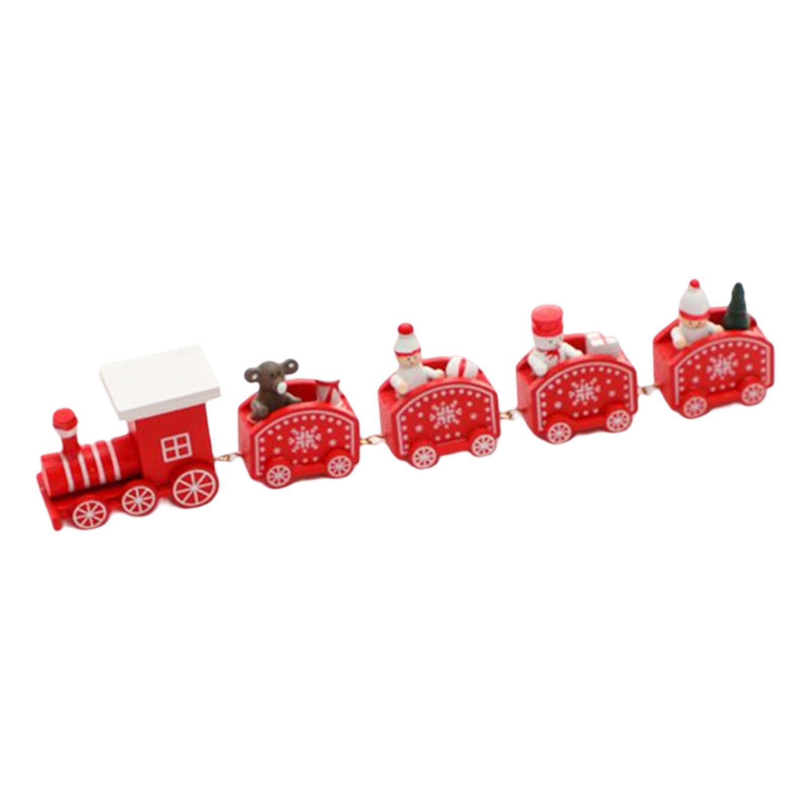 Bothyi - Adorno Pintado En Miniatura De Tren De Madera De Navidad Para Fiesta De Festival Rojo