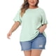thumbnail image 1 of Agnes Orinda Tops para Mujer Tallas Grandes Cuello Redondo Camisetas de Manga Corta con Volantes Blusa Casual de Verano 3X Verde Menta, 1 of 6