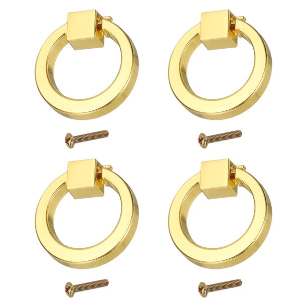 Uxcell 4Pack Tiradores de Anillo para Cajones, 1.57" Pomos de Anillo de Aleación de Zinc con Tornillos para Armario, Cajón, Tocador, Puerta de Armario, Oro