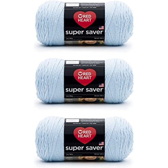 Yarn Red Heart Super Saver, azul claro, 198 g/333 m, paquete de 3