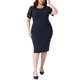 thumbnail image 2 of Vestido de talla grande para mujer, manga corta, por encima de la rodilla, vestido tubo, ropa de oficina para trabajar, 2X azul marino, 2 of 6